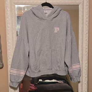 Victoria's Secret Women's Grey and Pink Hoodie